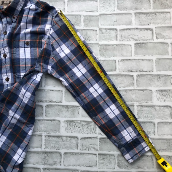 Duluth Trading Company Plaid Button Shirt Dual Pocket Men L Trim Fit Cabincore - Picture 8 of 11